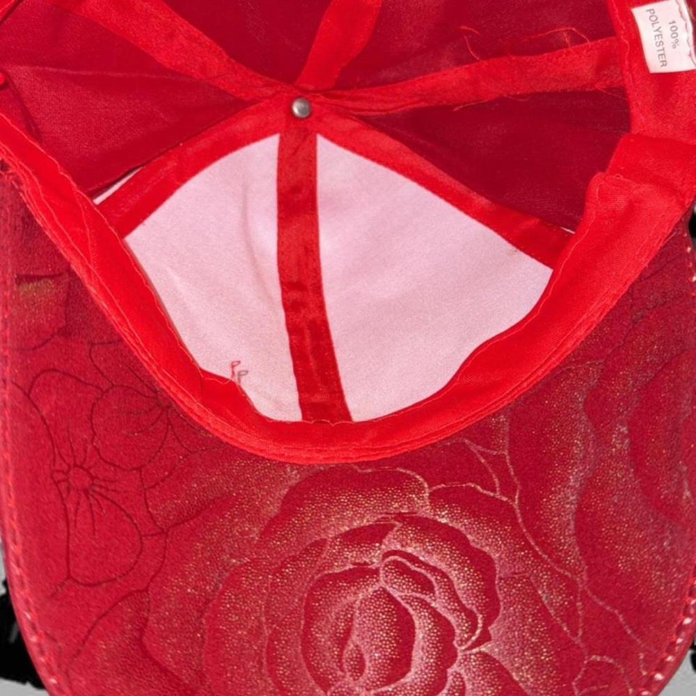 Floral Red Cap - Picture 3 of 4